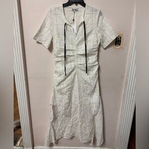 Ganni White Embroidered Dress